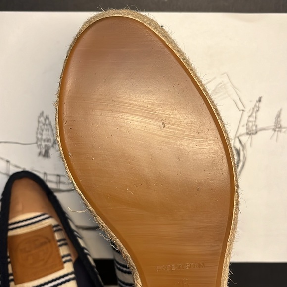 Tory Burch Jackie Striped Peep-Toe Wedge  Women’s Size US 11 B - Picture 13 of 15